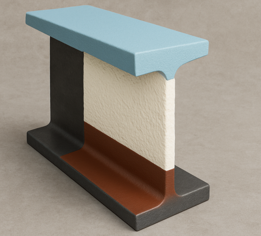 Beschichtungsaufbau einer intumeszierenden / Brandschutz Beschichtung